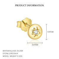 wholesale S925 Sterling Silver Cross-Border Star and Moon Luxury Zircon Earrings for Women, Fashionable and Versatile French Minimalist Trendy Ear Accessories-E5167-Gold/Single 925 Silver