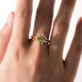 wholesale Golden S925 silver green moissanite stackable ring set with oval center stone and pear-shaped side stones, trendy design-0-3
