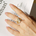 Metal Four-Row Zirconia Ring, Cross-Border Hit, Minimalist Luxury Design, Versatile for Work and Fashion-0-1