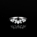 S925 Silver Plated Champagne Gold V-Row Moissanite Ring for Women-0-2