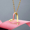 wholesale S925 silver gold minimalist pink drip oil heart pendant necklace for women-0-3