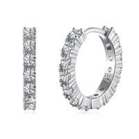 wholesale S925 sterling silver French new style women's earrings with pave colorful zirconia inlay, fashionable wedding design, wholesale-White gold and white diamonds DY110195-SW-WH>925 silver