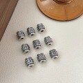 wholesale 3D Hard Silver 999 Pure Silver Six-Character Mantra Beads DIY Blessing Character Separator Barrel Beads Hand Bracelet Craft Accessories-0-0