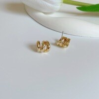 wholesale S925 Sterling Silver Three-Layer Curved Ear Studs Minimalist Geometric Semi-Circular Earrings Twisted C-Shaped Earrings Versatile Women's Earrings-Gold 925 silver