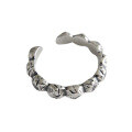 wholesale S925 Sterling Silver 876 Korean Version Cold Tone Vintage Distressed Rock Texture Women's Ring Open Adjustable Silver Ring-0-4