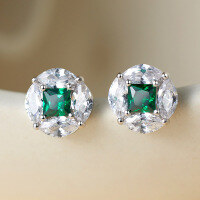 wholesale 925 Sterling Silver Spring and Summer New Simple Niche High-End Versatile Zircon Earrings Wholesale-White gold earrings