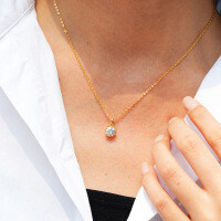 14K Gold Plated 925 Sterling Silver Moissanite Snowflake Pendant Necklace-1CT (Moissanite, D color)  925 Silver
