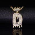 wholesale S925 Silver Fashion Full Diamond Pendant with Zircon Crown Tassel Unisex Initial English Letter D Pendant Niche-0-3