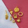 wholesale Gold-plated 925 ancient silver accessories: gold nugget, feather, Yellow Jambhala, Zhacilamo, maple leaf pendant, small Buddha spacer beads for DIY-0-1