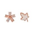 wholesale S925 Sterling Silver Small Minimalist Design Asymmetric Flower Zircon Maple Leaf Ear Studs for Women-0-4