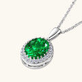 wholesale S925 Sterling Silver European and American Fashion Pigeon Egg Pendant Emerald Necklace for Women, High-End Design Oval Collarbone Chain-0-1