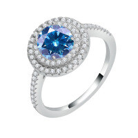 wholesale S925 Sterling Silver Cross-Border Luxury Full Moissanite Round Pack Ring, Advanced and Versatile Fashion Women's Jewelry Wholesale-1 carat (sky blue moissanite) ring 9