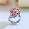 wholesale Metal: 925 Silver New Style 75 Carat Rouge Pink Lotus Flower Ring for Women, Luxurious High-end Feel Ring-0-2