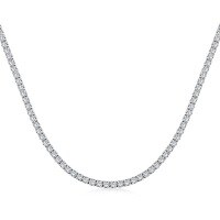 wholesale S925 Sterling Silver European and American Wedding Style Necklace for Women, High-End Round Zirconia Row Diamond Design, Luxurious and Elegant Tennis Necklace-(38+6CM)DY190148-SW-WH#2 925 Silver