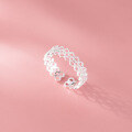 wholesale S925 Sterling Silver Fresh Sweet Ins Style Niche Design Lace Brushed Heart Ring R02459-0-4