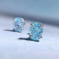 wholesale 925 Sterling Silver New 6*8mm Aquamarine Zircon Stud Earrings, Cross-border Ins Best Seller-0-3