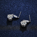 S925 Silver Moissanite Earrings with Dangling Streamer Design-0-2