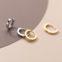 wholesale S925 Sterling Silver High-Polish Round Ear Clasps Women's Korean Style Fashion Multi-Size Geometric Earrings Jewelry M01904-S925 silver pair gold 9MM