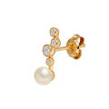 wholesale S925 silver plated with 14K gold, Dunli Jewelry French retro irregular pearl white zircon earrings-0-4