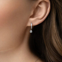 wholesale 925 Sterling Silver Geometric Zircon Ear Hoops Ins Niche Luxury Advanced Sense European and American Cross-Border Silver Earrings-Platinum 925 silver