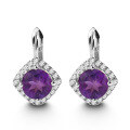 wholesale S925 silver lightweight luxury natural gemstone amethyst earrings, European and American style unique colored gemstone earrings-0-5