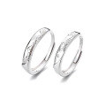 wholesale S925 Sterling Silver "Ocean Vow and Mountain Pledge" Couple Rings, a Pair of Light Luxury Niche Design Matching Bands for Girlfriend Valentine's Day Gift-0-4