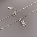 wholesale Sterling Silver Maker S999 Simple Mermaid Tail Zircon Necklace for Women, Light Luxury Small Design High-End Sense Collarbone Chain Trendy-0-5