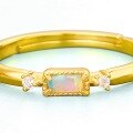 wholesale Gold-plated 925 Silver New Japanese Exquisite Small Opal Ring Fashion OL Ring for Dropshipping-0-2