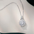 S925 Silver Pendant with 2-Carat Moissanite Necklace, Women's Fashion Round Bezel Pendant-0-1