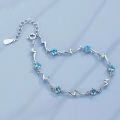 wholesale S925 Sterling Silver Maker's Ocean Heart Bracelet for Women, Korean Style Luxurious and Elegant Minimalist Blue Pink Lightning Jewelry-0-1