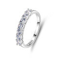 wholesale S925 Sterling Silver Zirconia Seven Princess Ring for Women, Small and Niche Stackable Row Ring,HW。-0-8