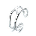 wholesale S925 Sterling Silver Cloud Tide Pavilion Trendy Cross-Border Minimalist Line Index Finger Ring Geometric Open Adjustable Ring for Women-0-4