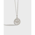 wholesale S925 Sterling Silver XA038 Korean Version Smile Expression Collarbone Necklace Simple Hollow Smile Design-0-0