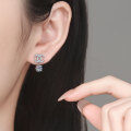 Sterling Silver Cross-Border Moissanite Earrings, Chanel Style Letter Design-0-2