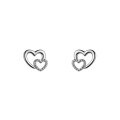 wholesale S925 Sterling Silver Korean Style Hollow-Out Small Heart Stud Earrings with Light Beads, Model M01499-0-4