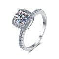 wholesale S925 Sterling Silver 25 Carat Moissanite Ring Fashion Light Luxury Four-Prong Square Setting Silver Jewelry-0-1