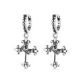 wholesale S925 Sterling Silver Cross Hoop Ear Clasp Fashion Trendy Individuality Minimalist Punk Retro Style Unisex Couple Earrings-0-0
