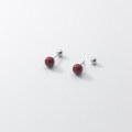 wholesale S925 silver vintage red cinnabar circular ear studs with simple design for women M00274-0-3