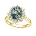 wholesale S925 Sterling Silver Natural Moss Agate Ring Colorfast Cross-Border Wholesale Live Stream Gemstone Ring-0-1