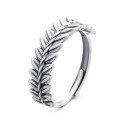 wholesale S925 Sterling Silver Vintage Matte Wheat Ear Ring, Bohemian Chinese Style Versatile Band-0-5