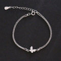 wholesale S925 silver double-layer diamond-inlaid butterfly light bead bracelet for women, chic Korean-style fashionable accessory S3816-0-2