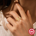 wholesale S925 Sterling Silver Adjustable Open Butterfly Ring, Creative Hollow-Out Design for Women-0-1
