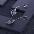 wholesale S925 Silver Italian Designer Crafted Long Drop Earrings with Natural Amethyst Gemstone Jewelry Accessories-0-3