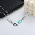 wholesale S925 Sterling Silver Trendy G Letter Enamel Pig Nose Chain Link Necklace Creative Fashion Accessory-0-3