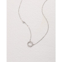 wholesale 925 Sterling Silver Diamond-Encrusted Circle Necklace for Women, Minimalist and, High-End Design Collarbone Chain, 520 Valentine's Day Gift for Girlfriend-Pendant + Necklace 925 Silver