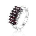 wholesale S925 Sterling Silver Cross-Border Sourced Natural Tourmaline Ring Triple Row Colored Gemstone Statement Ring for Style-0-6