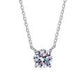Silver-Plated White Gold Necklace with Super Flash D Color Moissanite Pendant-0-3