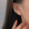 wholesale 999 Silver Hollow Heart Stud Earrings for Women, Simple and Elegant, Light Luxury Ear Bone Piercing, Korean Style Fashion Jewelry-0-4