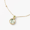 wholesale S925 silver plated 14k gold green olive amethyst necklace, Duli Jewelry spring new Japanese minimalist fresh style-0-2
