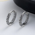 wholesale S925 Sterling Silver Ethnic Style Peace Pattern Ear Clasps, Retro Versatile Personality Fashion Minimalist Design Earrings-0-0